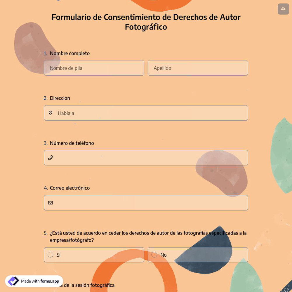 Formulario de Consentimiento de Derechos de Autor Fotográfico