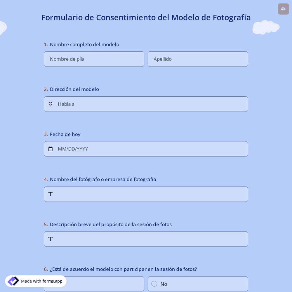 Formulario de Consentimiento del Modelo de Fotografía