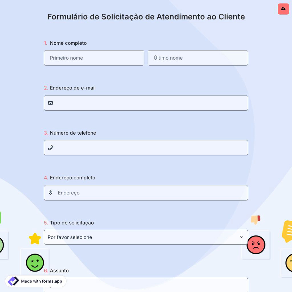 Formulário de Solicitação de Atendimento ao Cliente