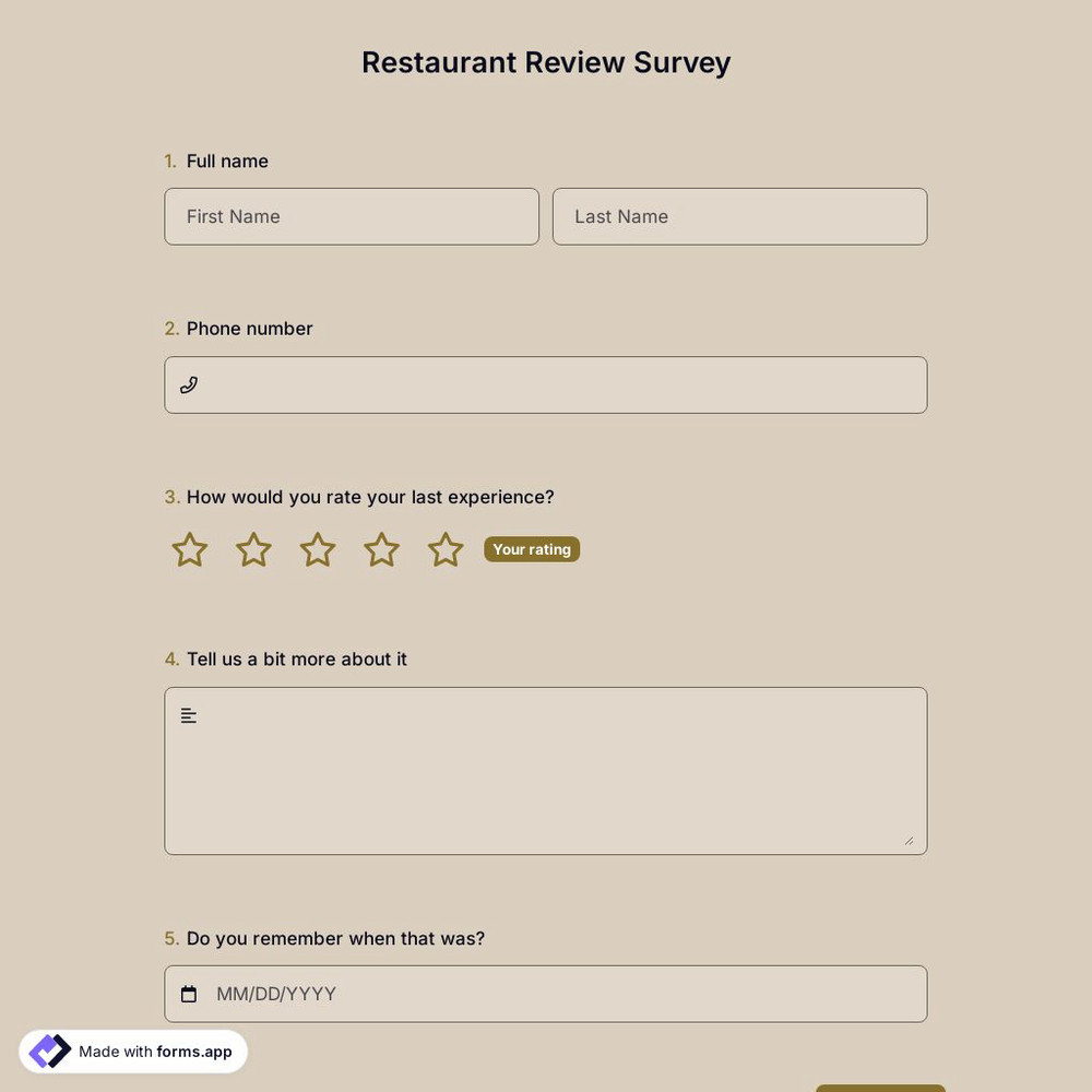 Restaurant Review Survey