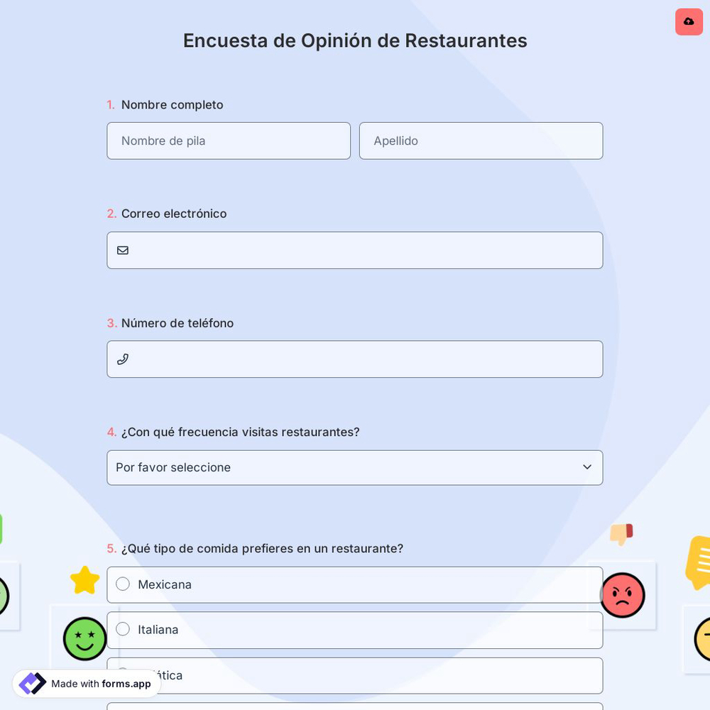 Encuesta de Opinión de Restaurantes