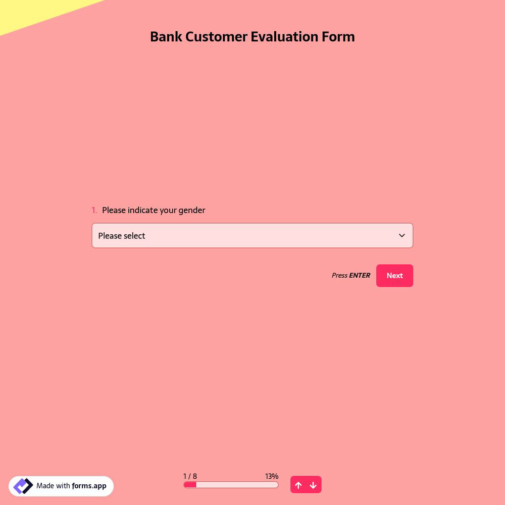 Bank Customer Evaluation Form