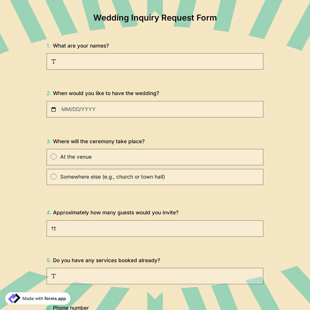 Wedding Inquiry Request Form
