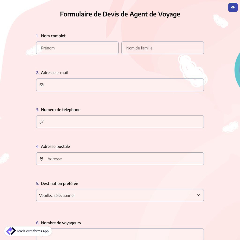 Formulaire de Devis de Agent de Voyage