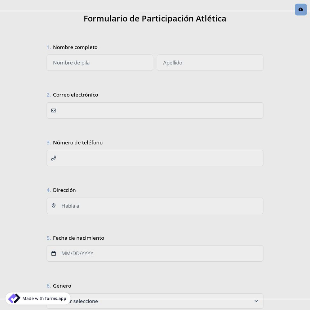 Formulario de Participación Atlética