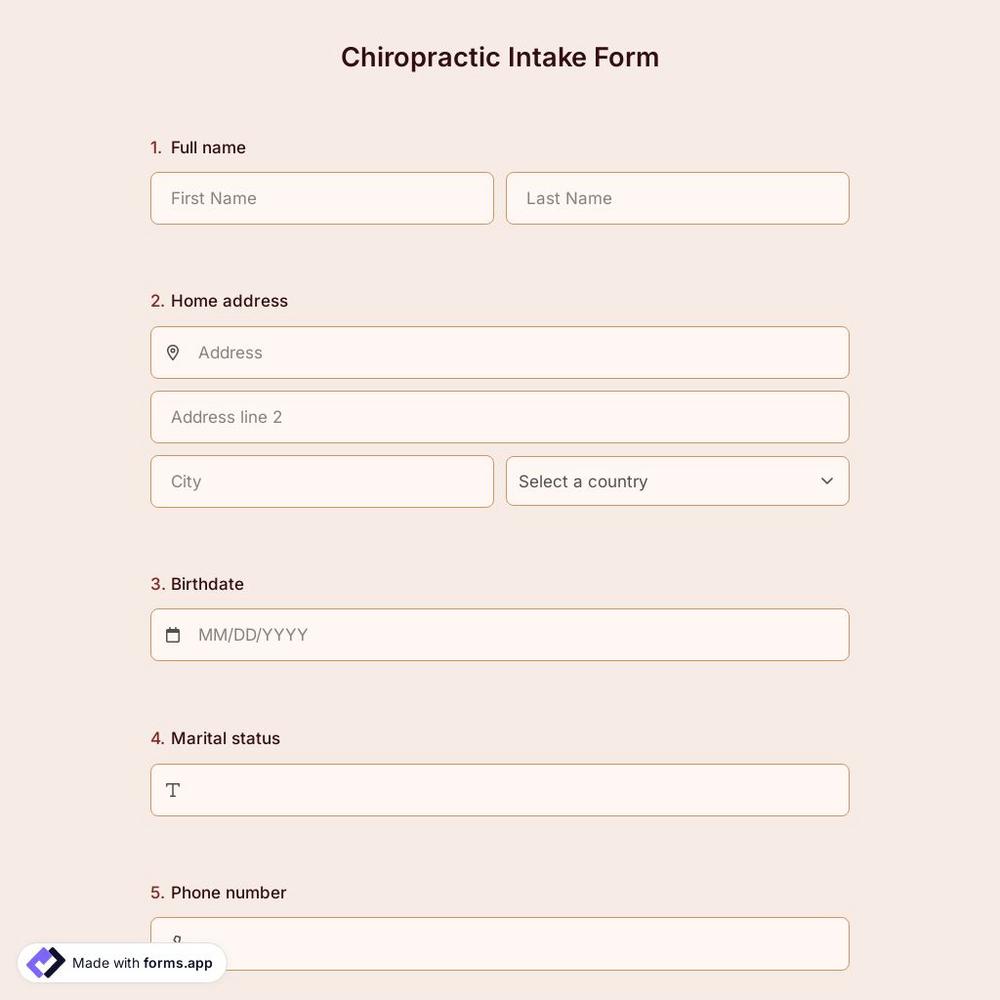 Chiropractic Intake Form