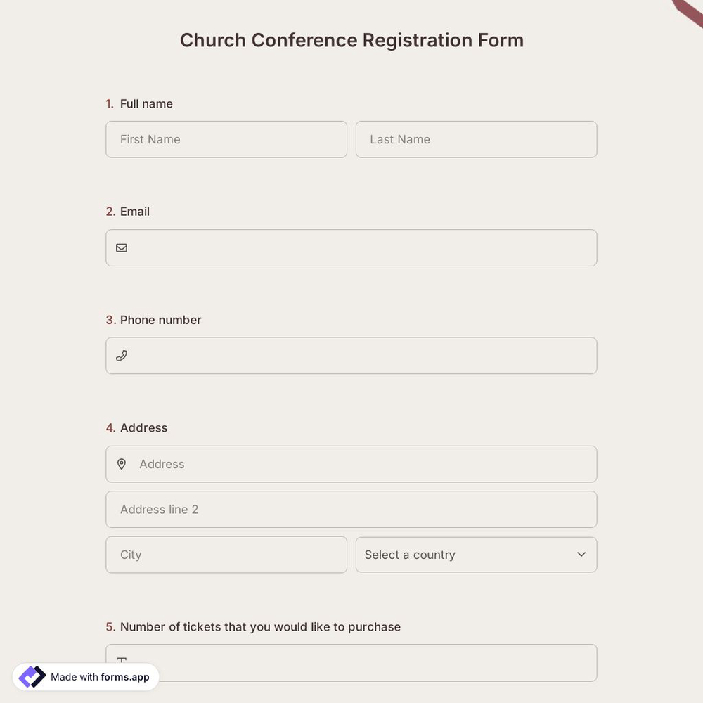Church Conference Registration Form