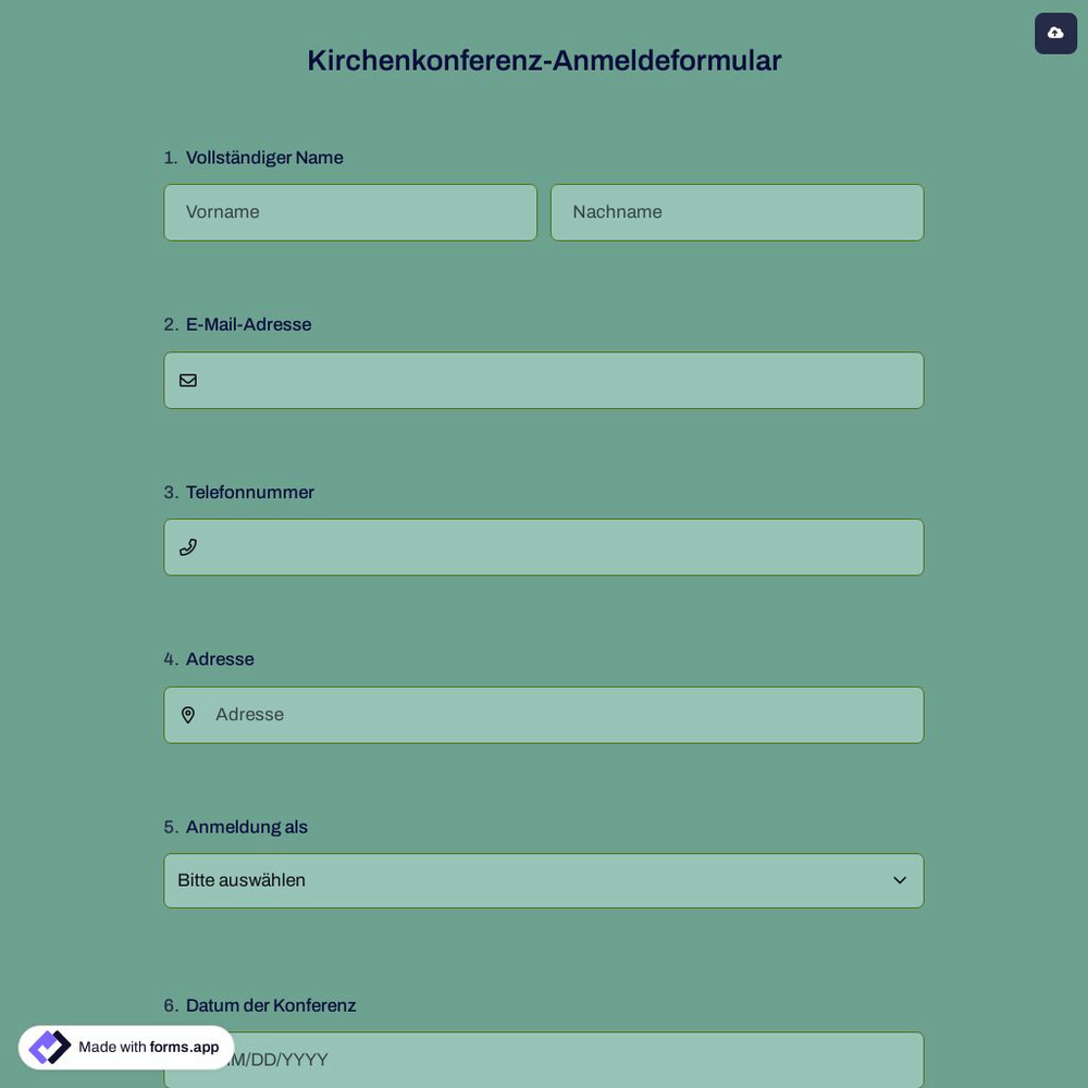 Kirchenkonferenz-Anmeldeformular