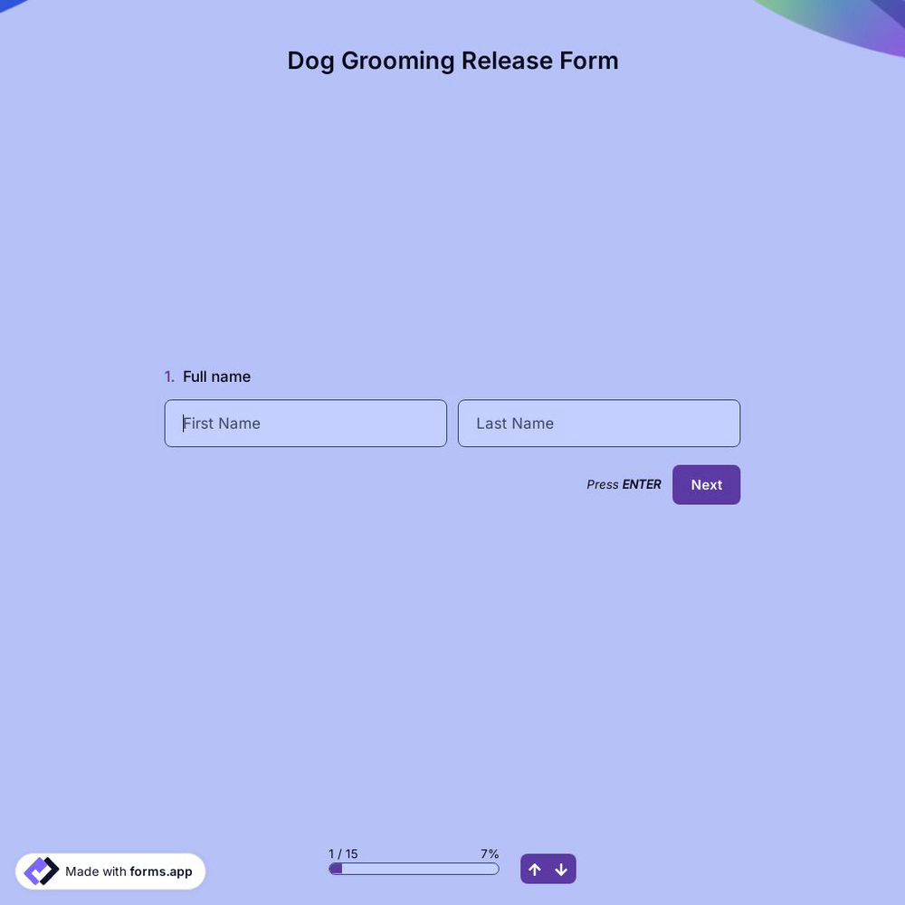 Dog Grooming Release Form