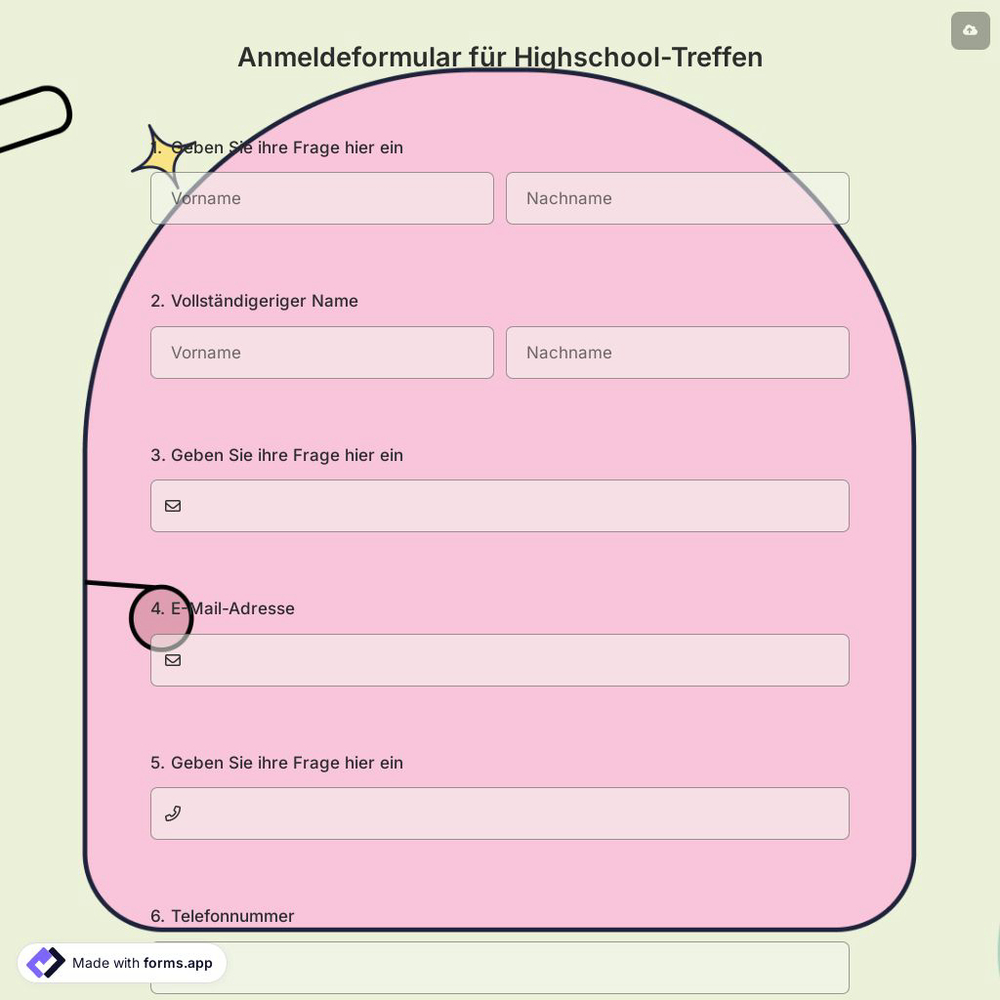 Anmeldeformular für Highschool-Treffen