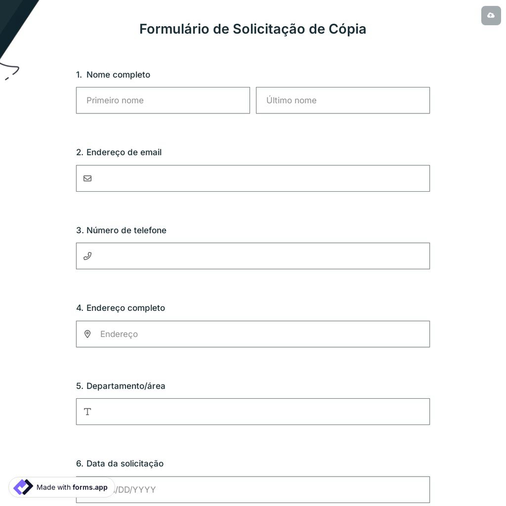Formulário de Solicitação de Cópia