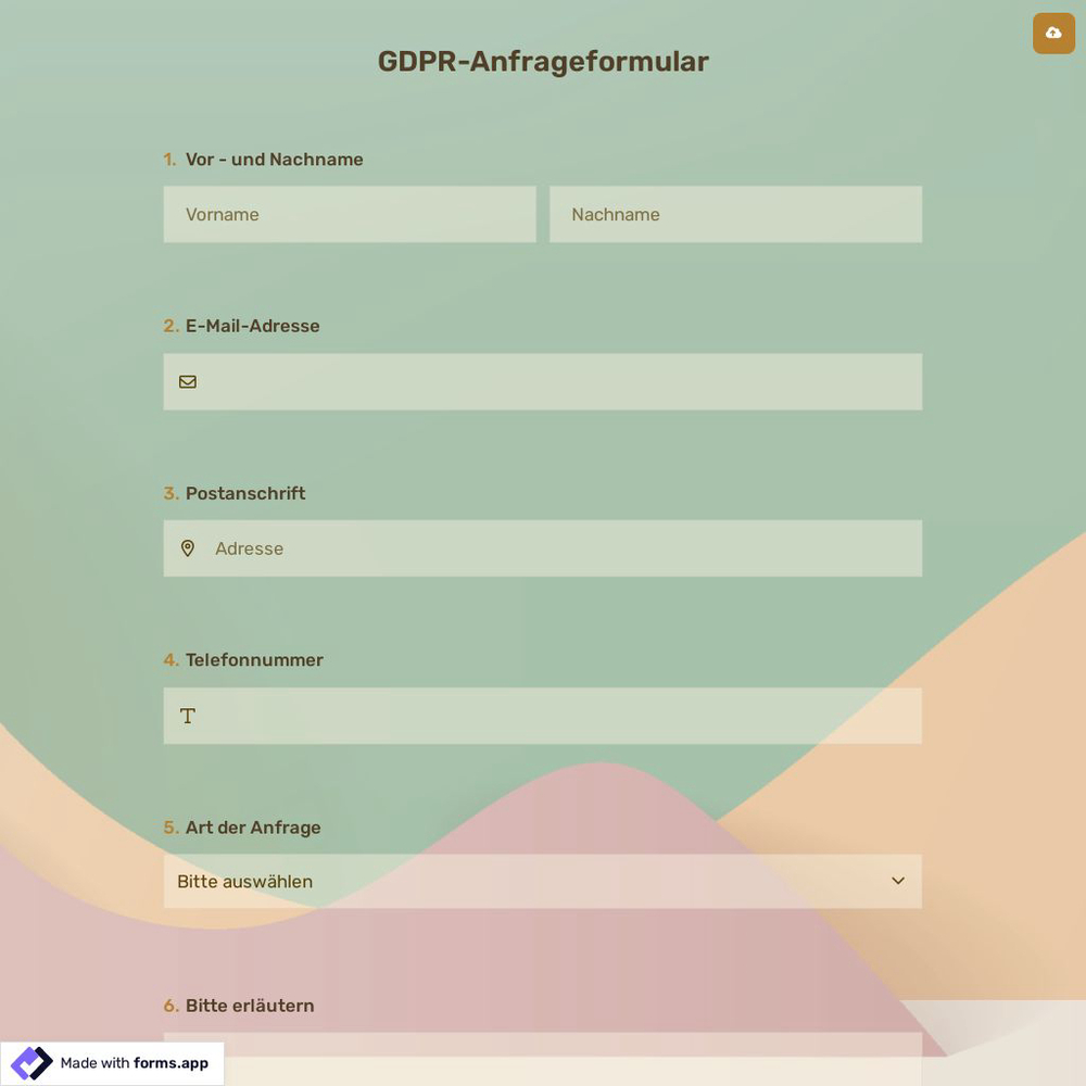 GDPR-Anfrageformular