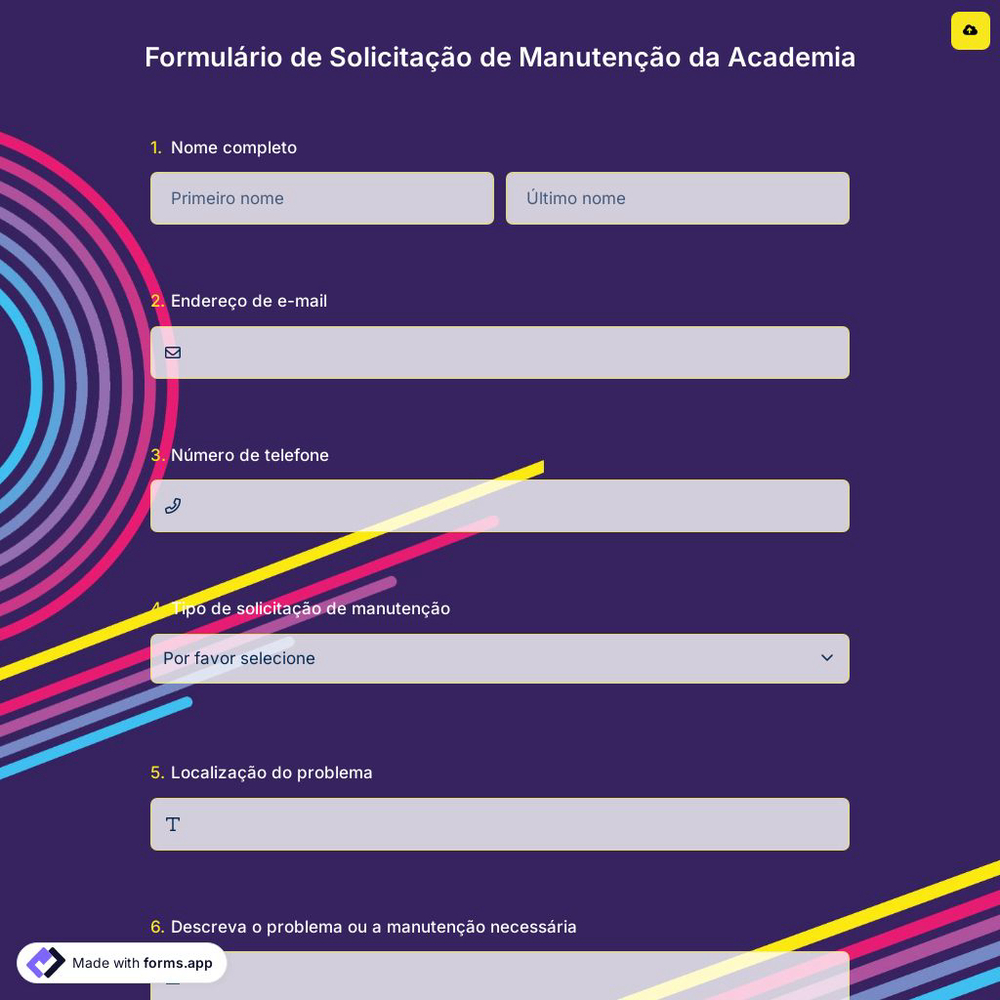 Formulário de Solicitação de Manutenção da Academia