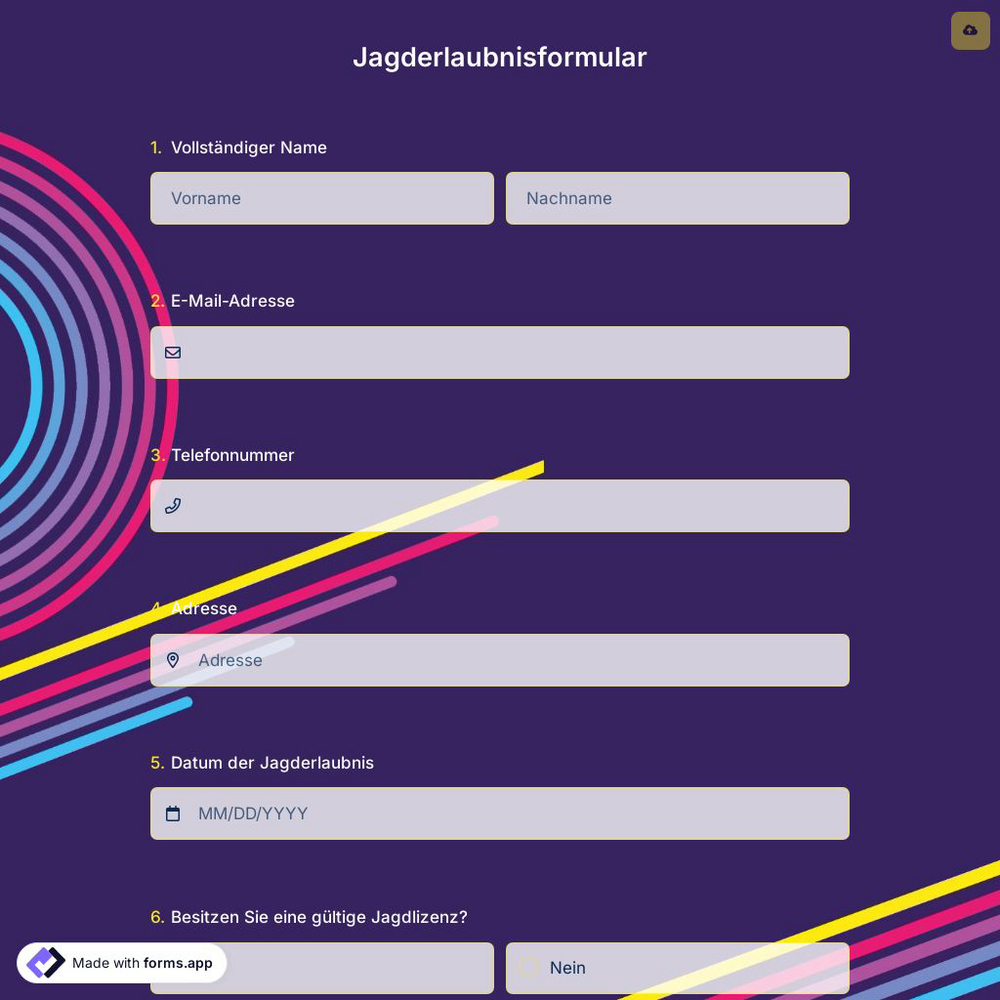 Jagderlaubnisformular