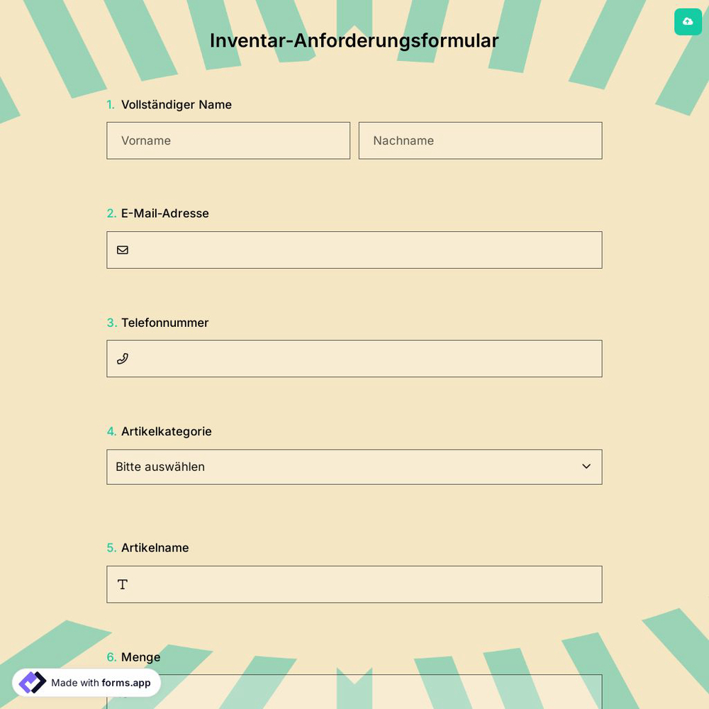 Inventar-Anforderungsformular