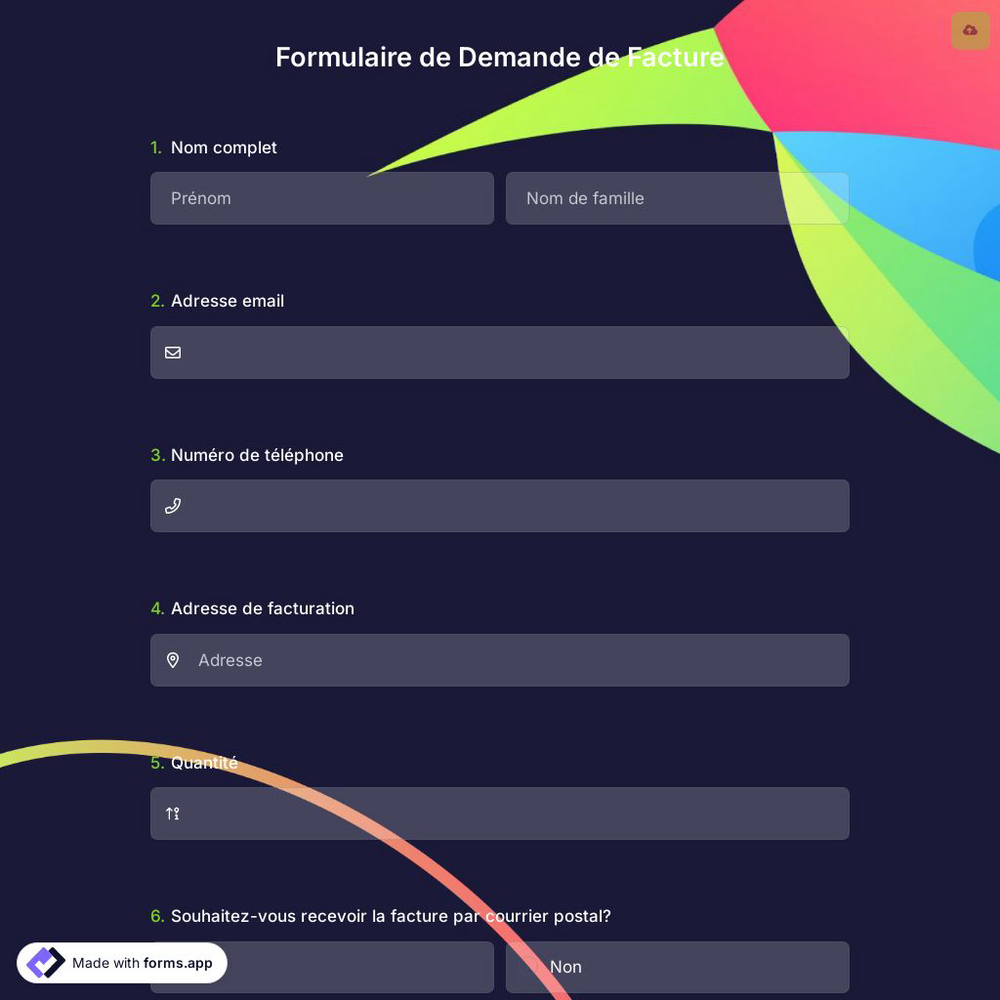 Formulaire de Demande de Facture