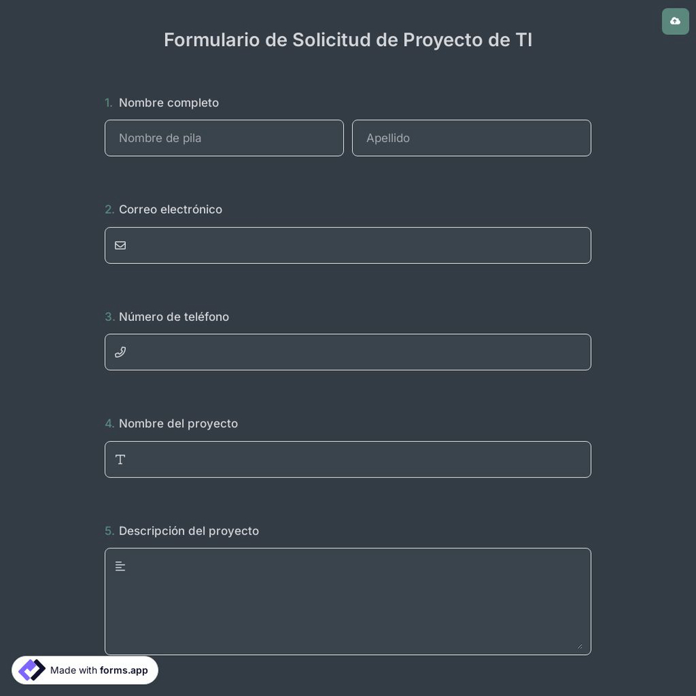 Formulario de Solicitud de Proyecto de TI
