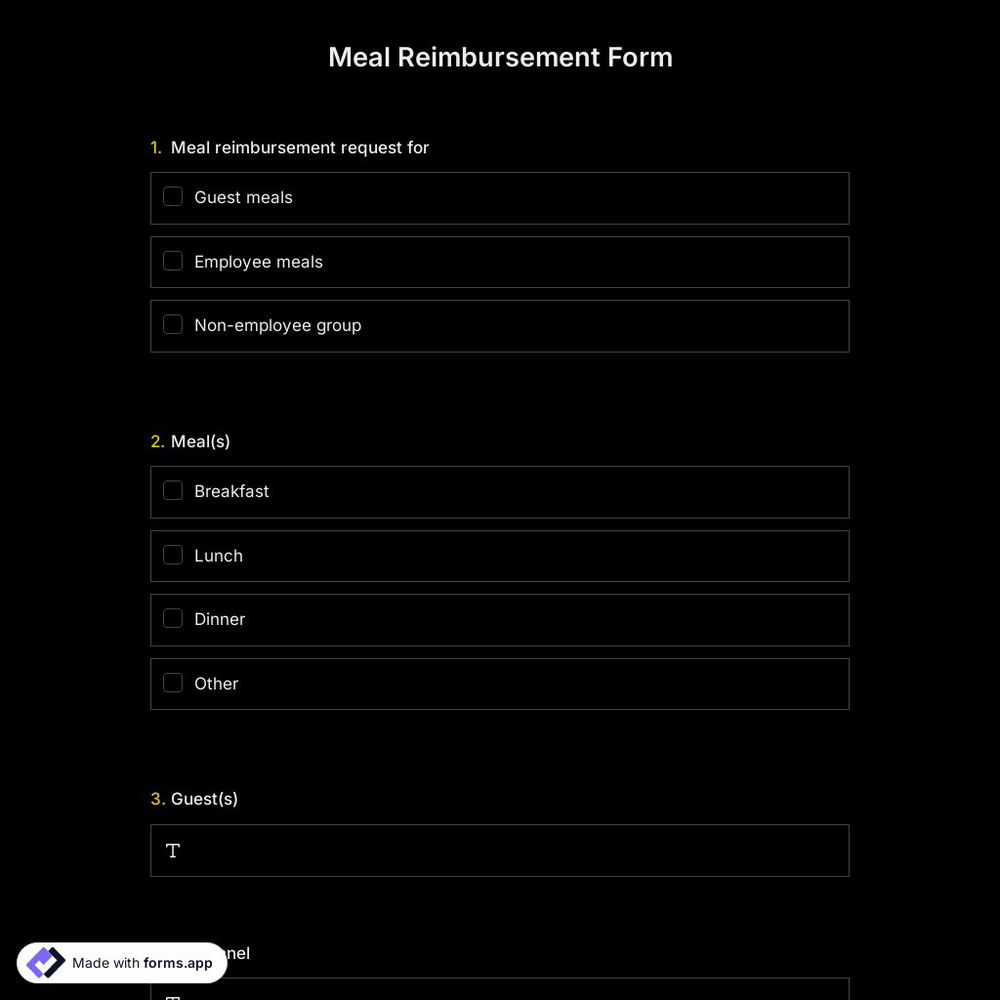 Meal Reimbursement Form 