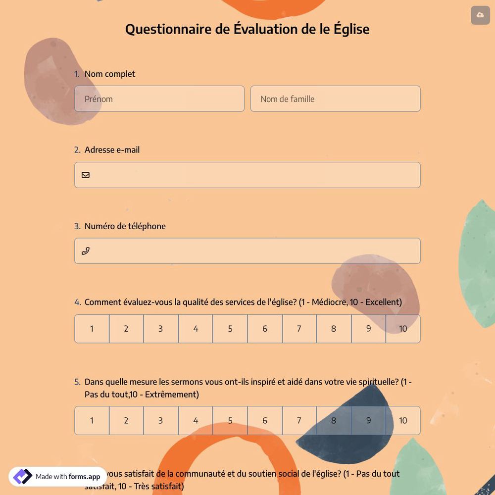 Questionnaire de Évaluation de le Église