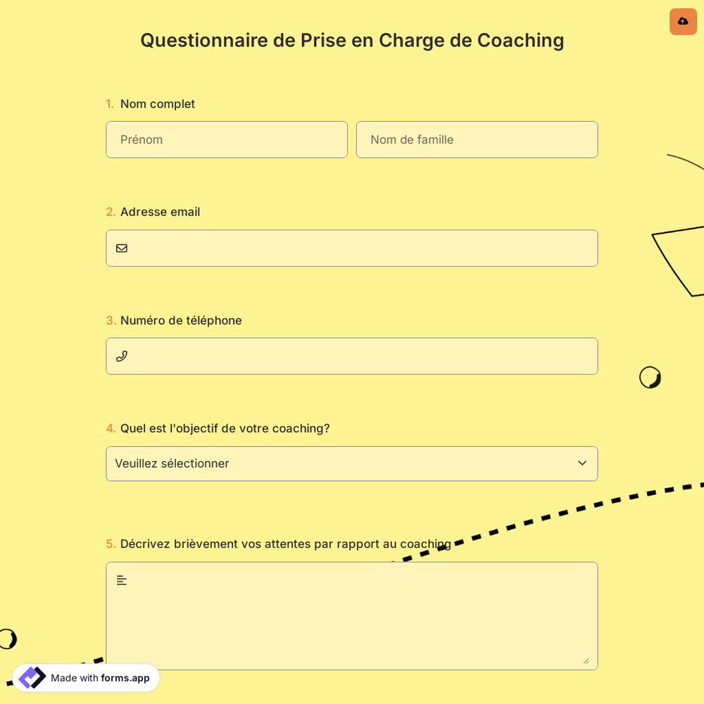 Questionnaire de Prise en Charge de Coaching