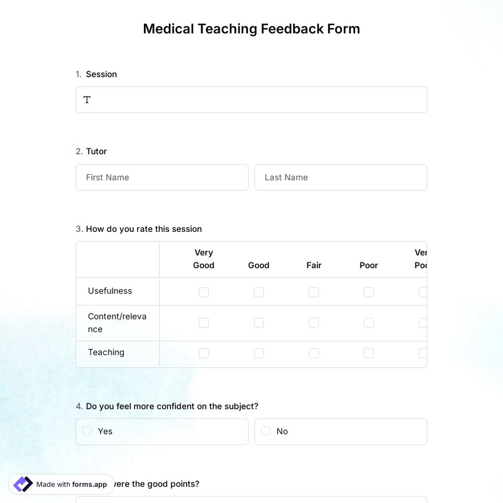 Medical Teaching Feedback Form