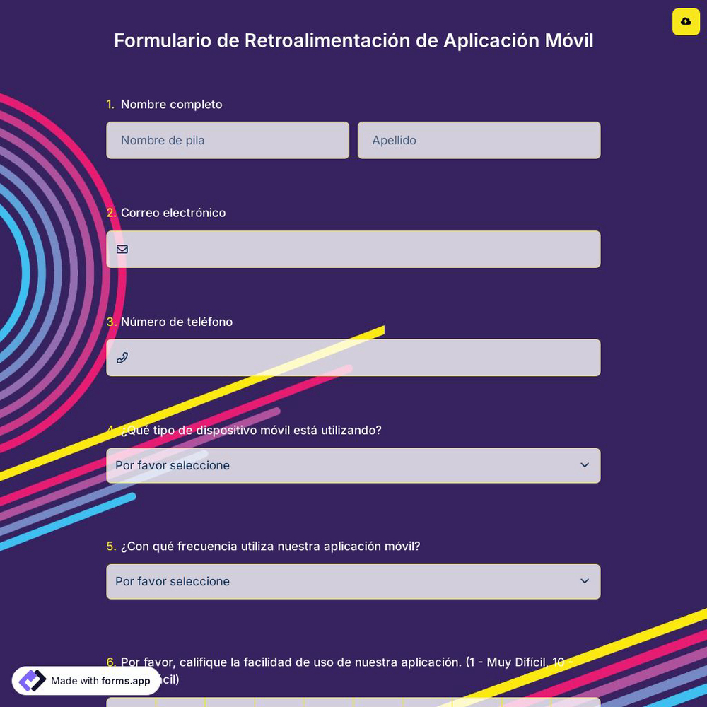 Formulario de Retroalimentación de Aplicación Móvil