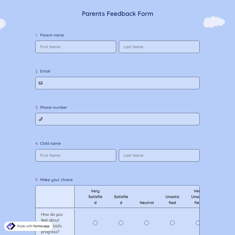 Parents Feedback Form