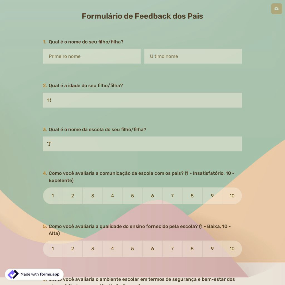 Formulário de Feedback dos Pais