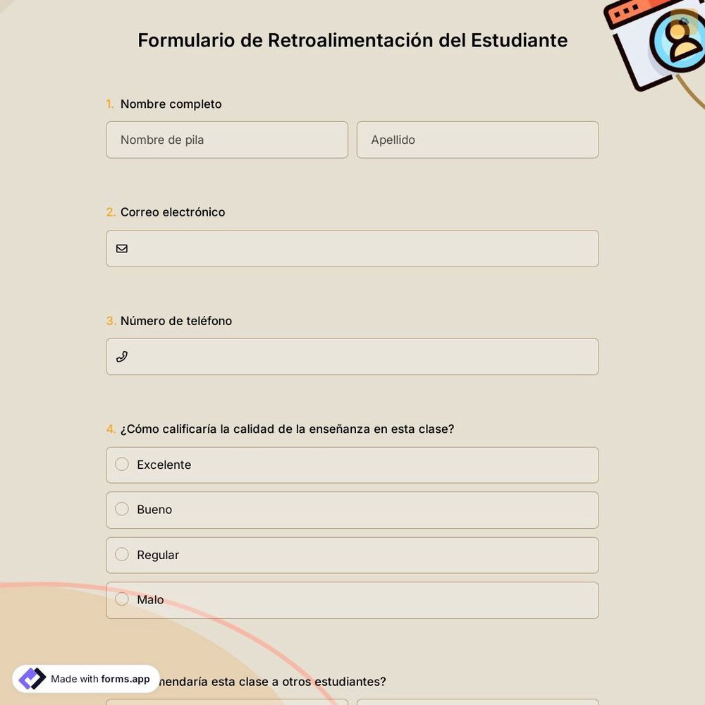Formulario de Retroalimentación del Estudiante