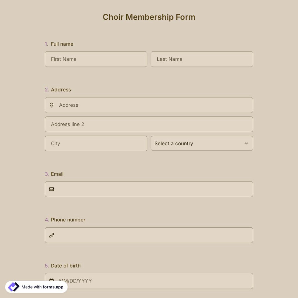Choir Membership Form