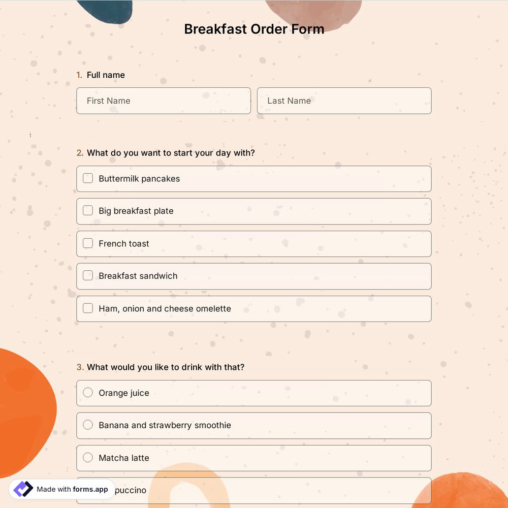 Breakfast Order Form