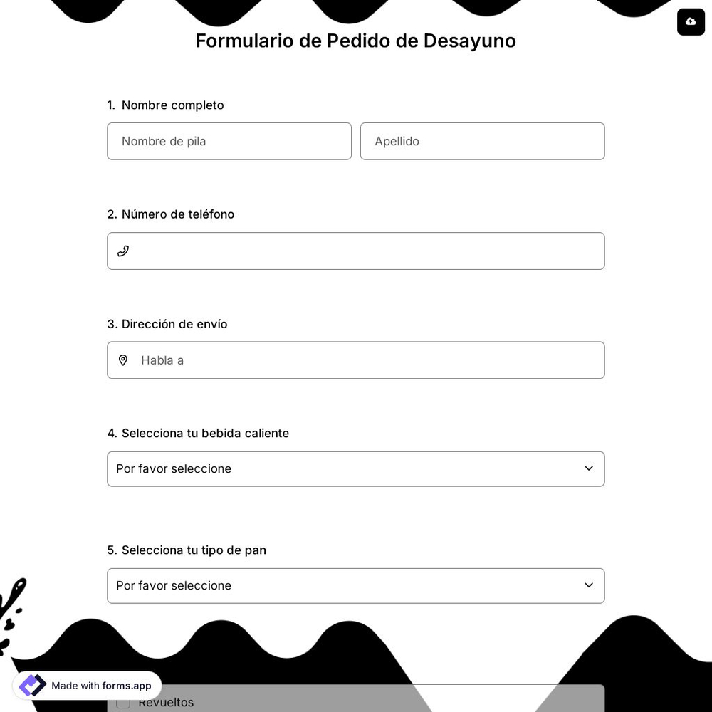 Formulario de Pedido de Desayuno