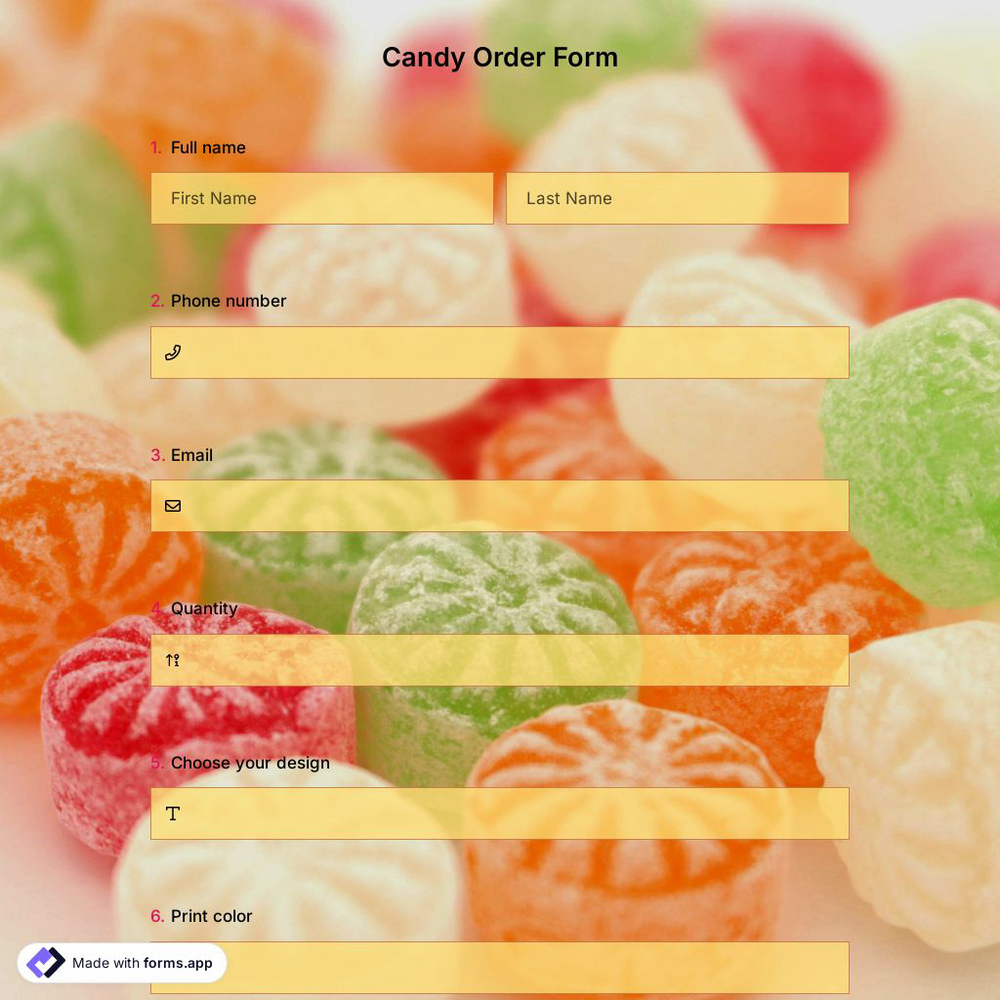 Candy Order Form