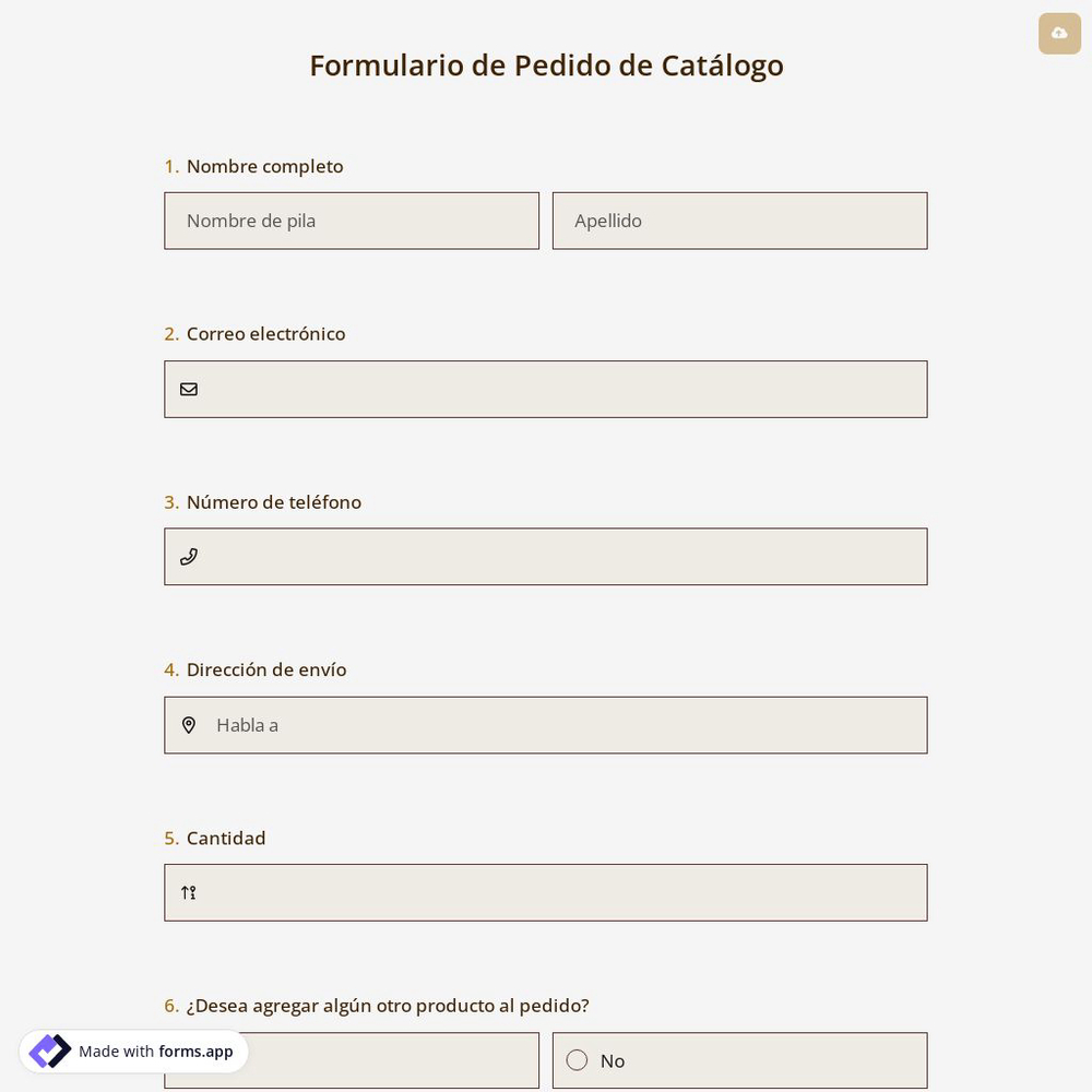 Formulario de Pedido de Catálogo