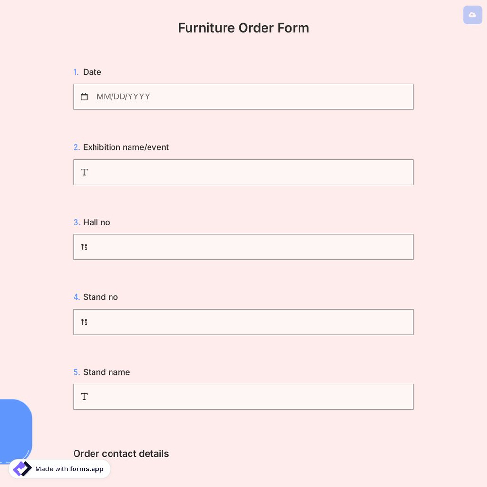 Furniture Order Form