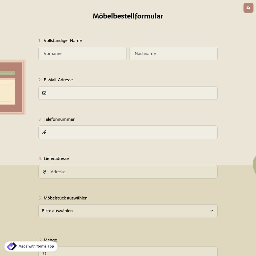 Möbelbestellformular