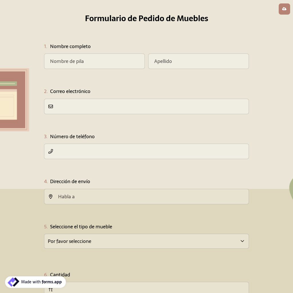 Formulario de Pedido de Muebles