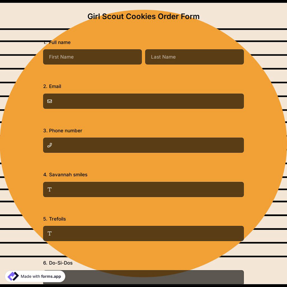 Girl Scout Cookie Order Form