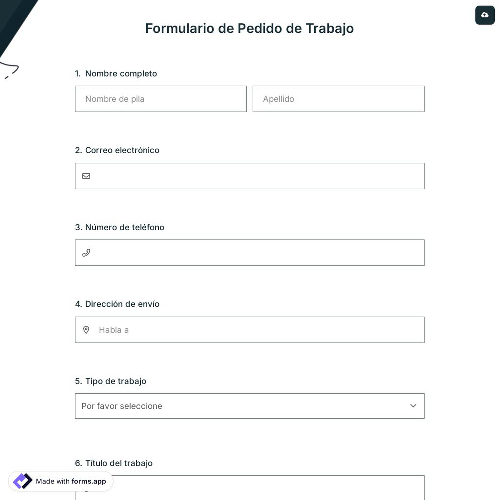 Formulario de Pedido de Trabajo