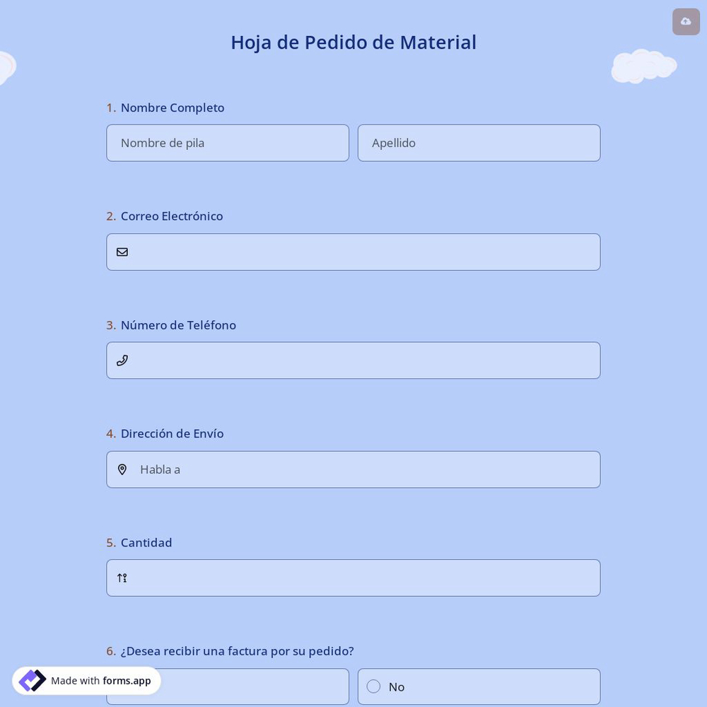 Hoja de Pedido de Material