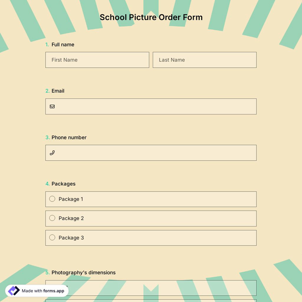 School Picture Order Form