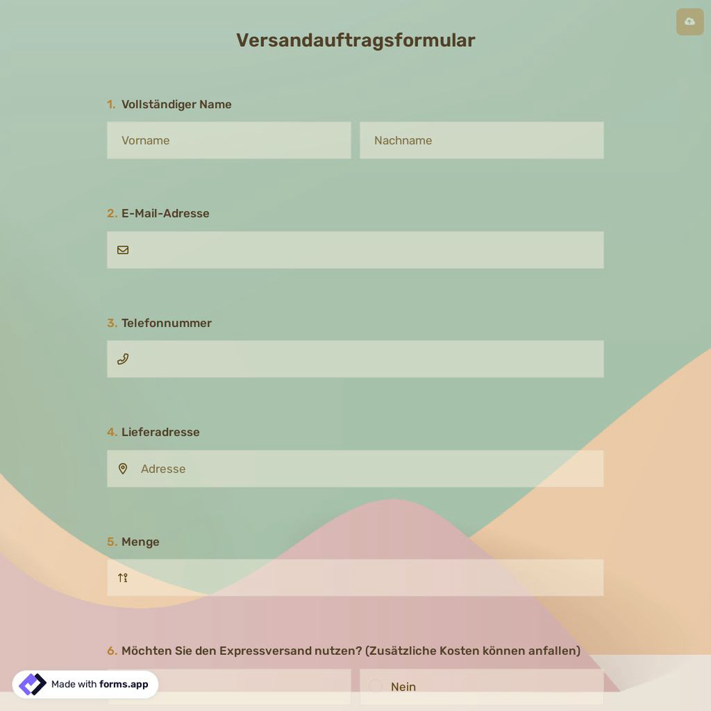 Versandauftragsformular