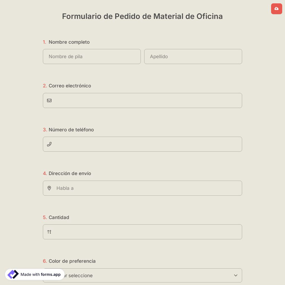 Formulario de Pedido de Material de Oficina