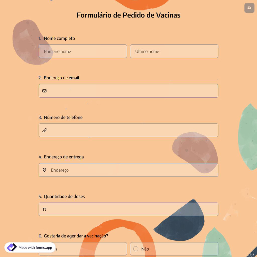 Formulário de Pedido de Vacinas