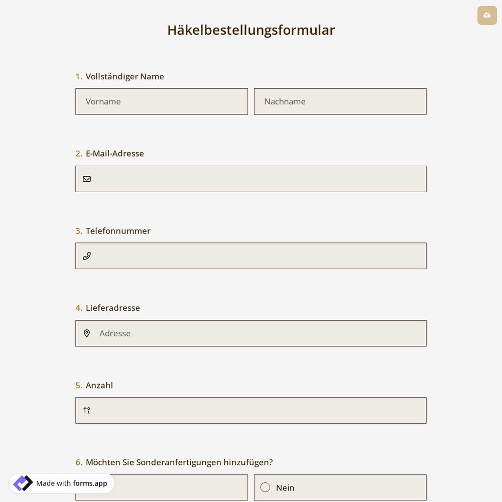 Häkelbestellungsformular
