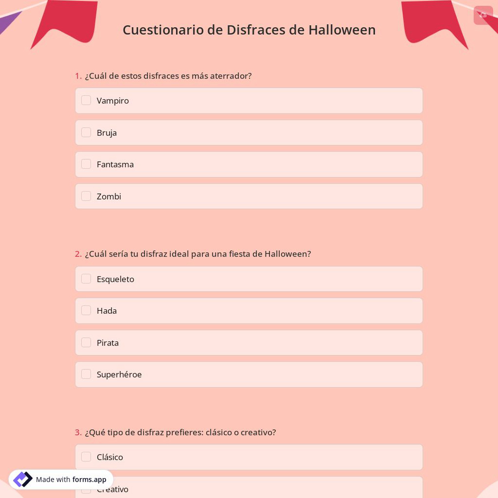 Cuestionario de Disfraces de Halloween