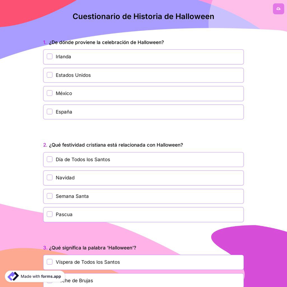 Cuestionario de Historia de Halloween