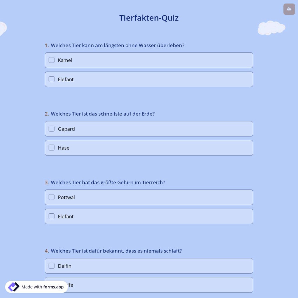 Tierfakten-Quiz