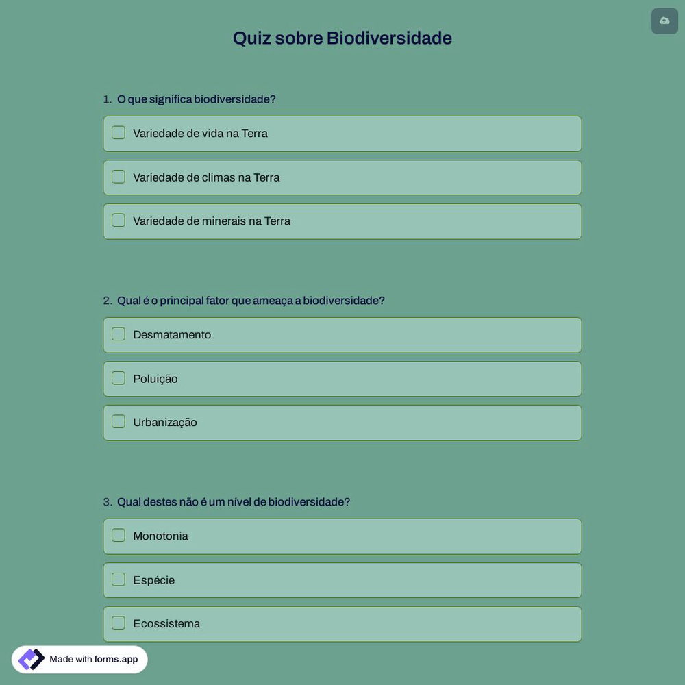 Quiz sobre Biodiversidade