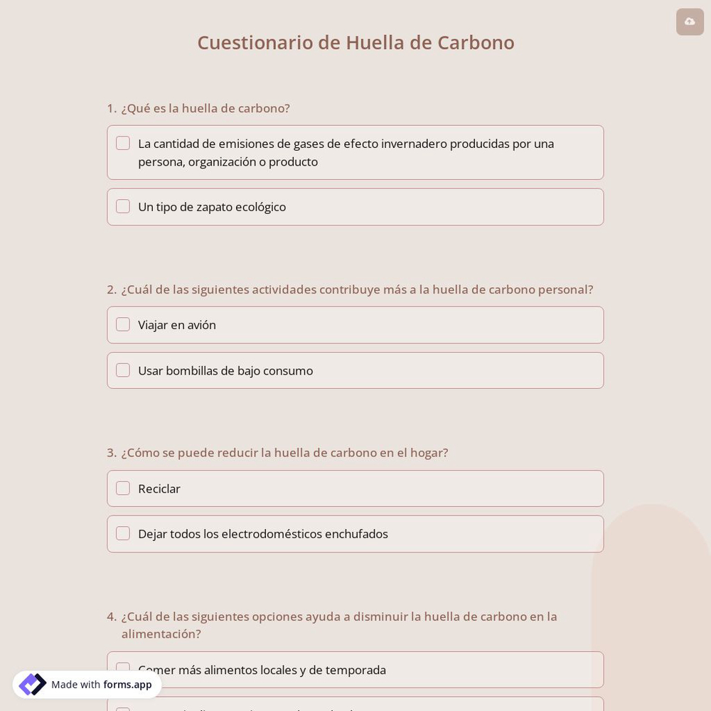 Cuestionario de Huella de Carbono